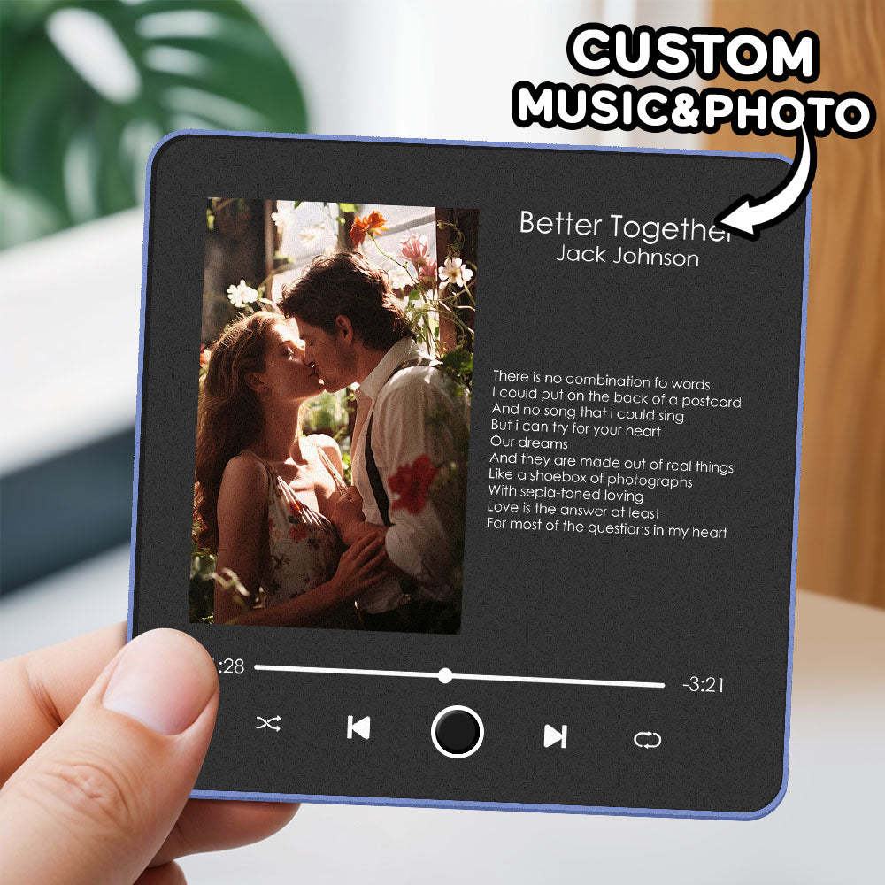 Customized Album Fridge Magnet Pro Wall Photo Sticker Can Play Songs and Adjust Volume Text Couple Gift