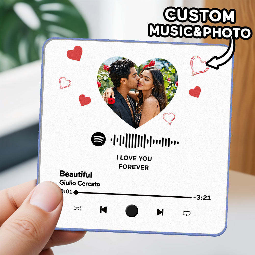 Customized Album Fridge Magnet Heart Personalized Photo Music Fridge Magnet Prp Can Play Songs Anniversary Gifts Ideas