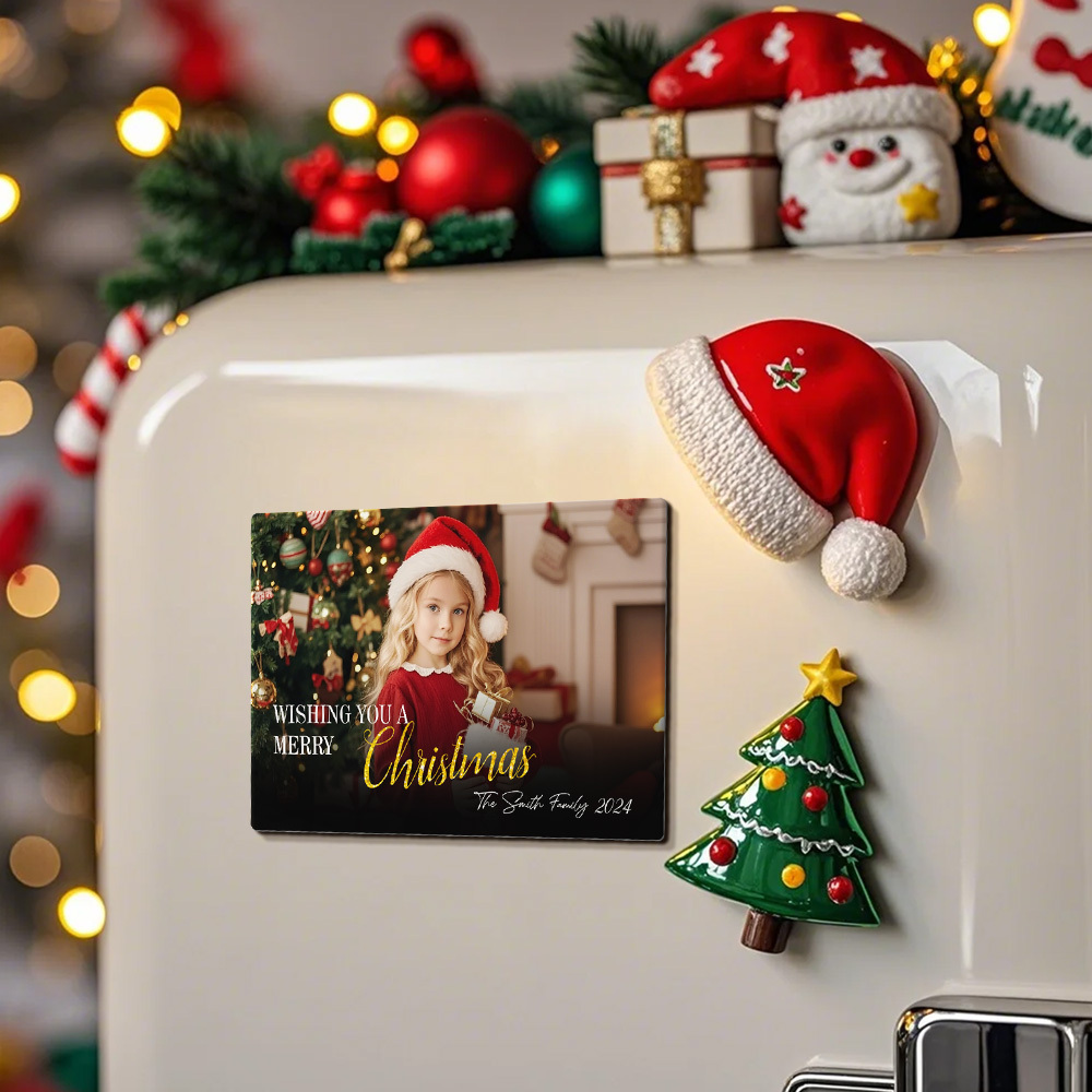 Christmas Fridge Magnet with Photo Christmas Card Magnets Unique Christmas Gift Personalized Photo Fridge Magnets Christmas Gift for Her Him - MyFaceUnderwearAU