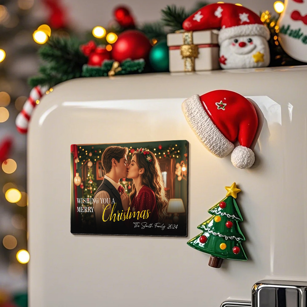 Christmas Fridge Magnet with Photo Christmas Card Magnets Unique Christmas Gift Personalized Photo Fridge Magnets Christmas Gift for Her Him - MyFaceUnderwearAU