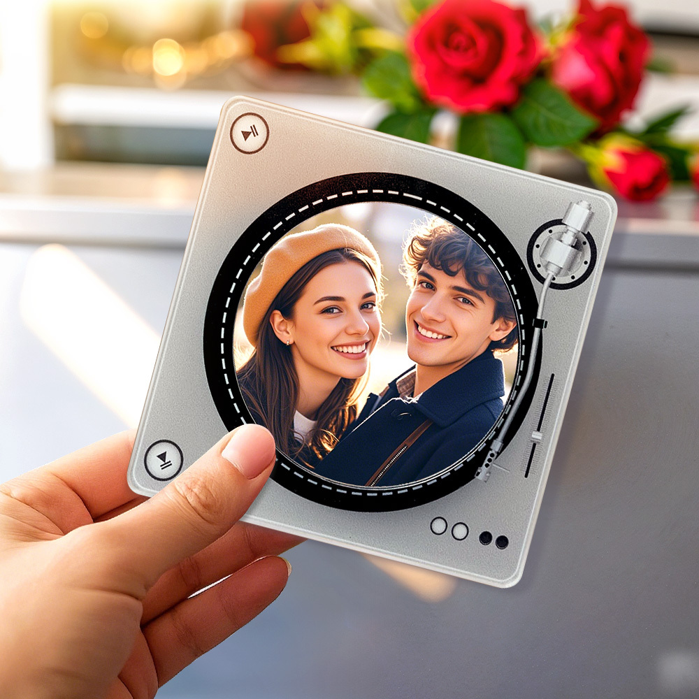Custom Rotating Double Layer Acrylic Nfc Fridge Magnets With Photos And Songs Magnetic Fridge Magnets