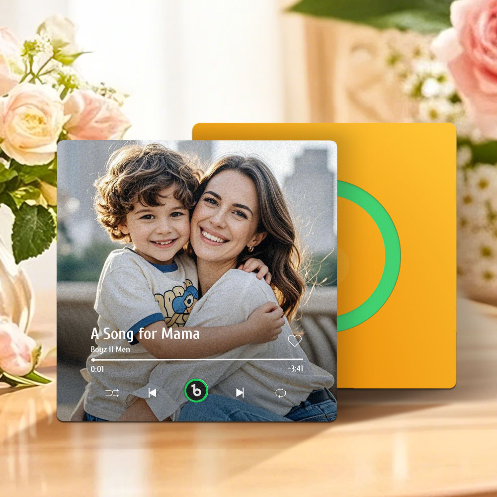 Custom Mother Photo Music Fridge Magnet Colorful Frame Album Fridge Magnet Music Wall Photo Sticker Music Movement That Can Be Played Gift for Couple