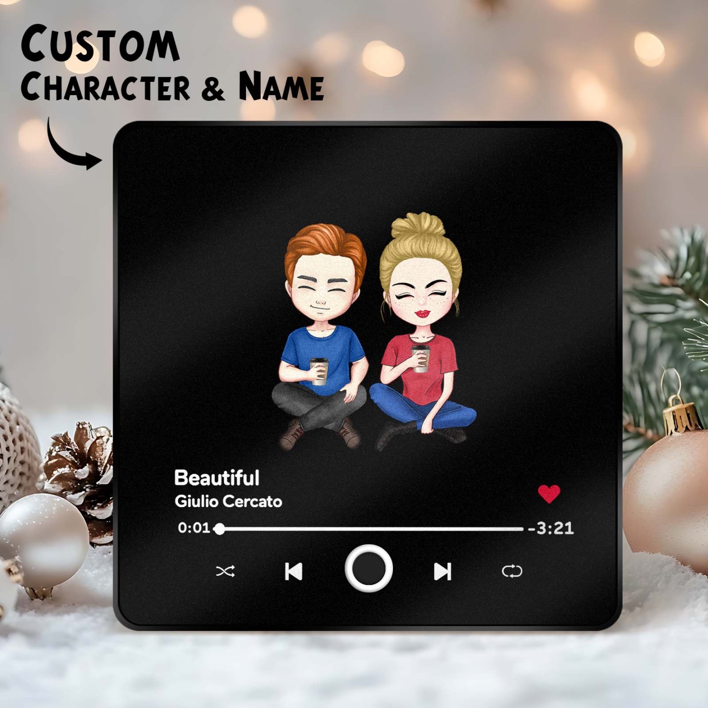 Personalized Music Fridge Magnet Custom Portrait Merry Christmas Custo