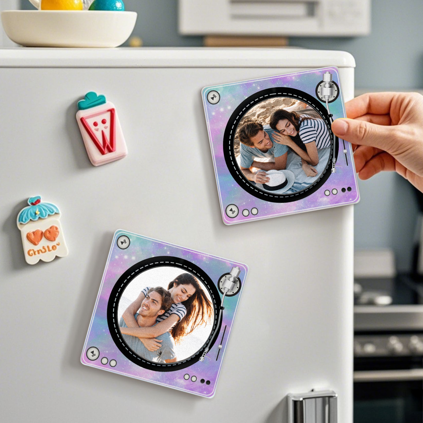 Custom Rotating Double Layer Acrylic Nfc Fridge Magnets With  Photos And Songs Magnetic Fridge Magnets - MyFaceUnderwearAU