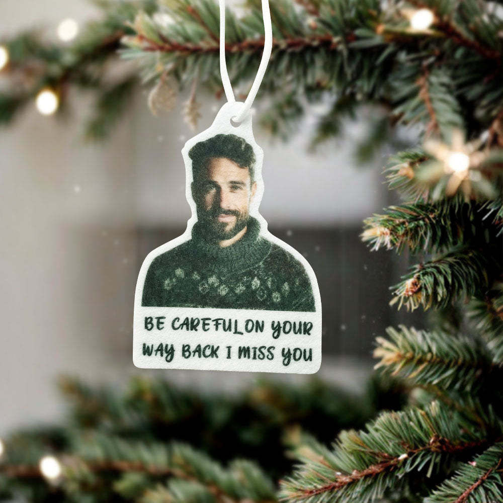 Custom Face Car Air Freshener Rearview With Text Mirror Ornament Gifts - MyFaceUnderwearAU