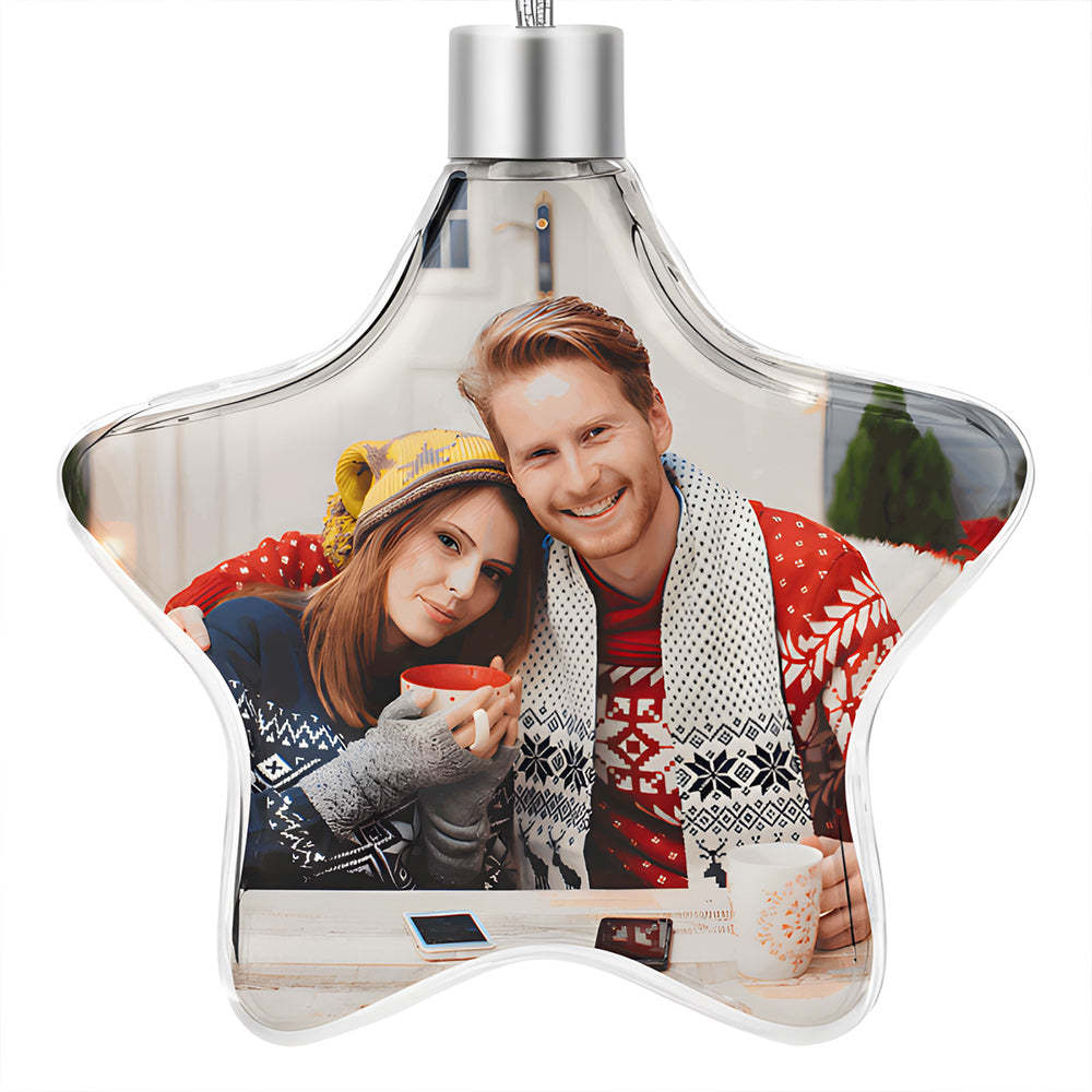 Custom Photo Christmas Ornament Personalized Christmas Star Hanging Ornament Gift - MyFaceUnderwearAU