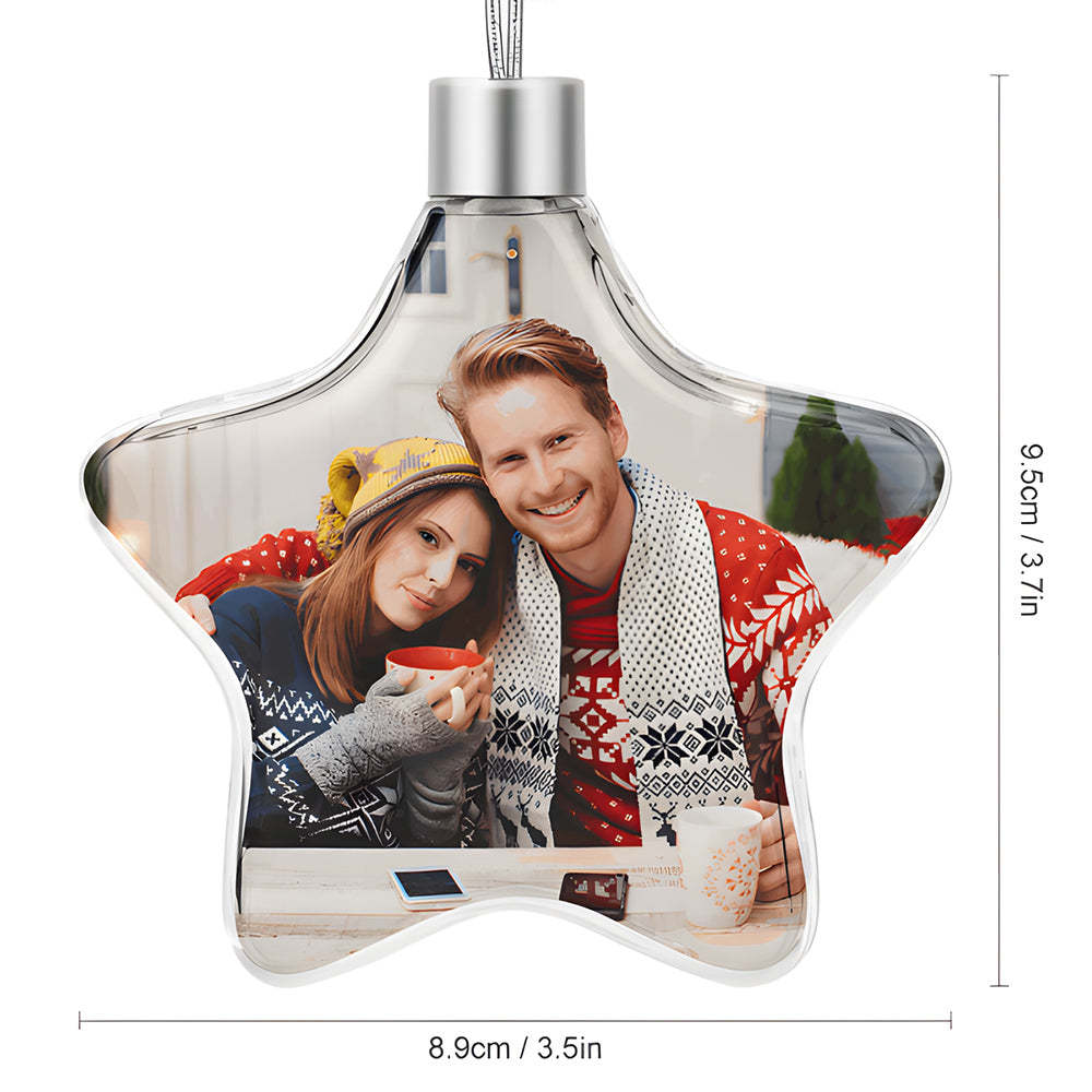 Custom Photo Christmas Ornament Personalized Christmas Star Hanging Ornament Gift - MyFaceUnderwearAU