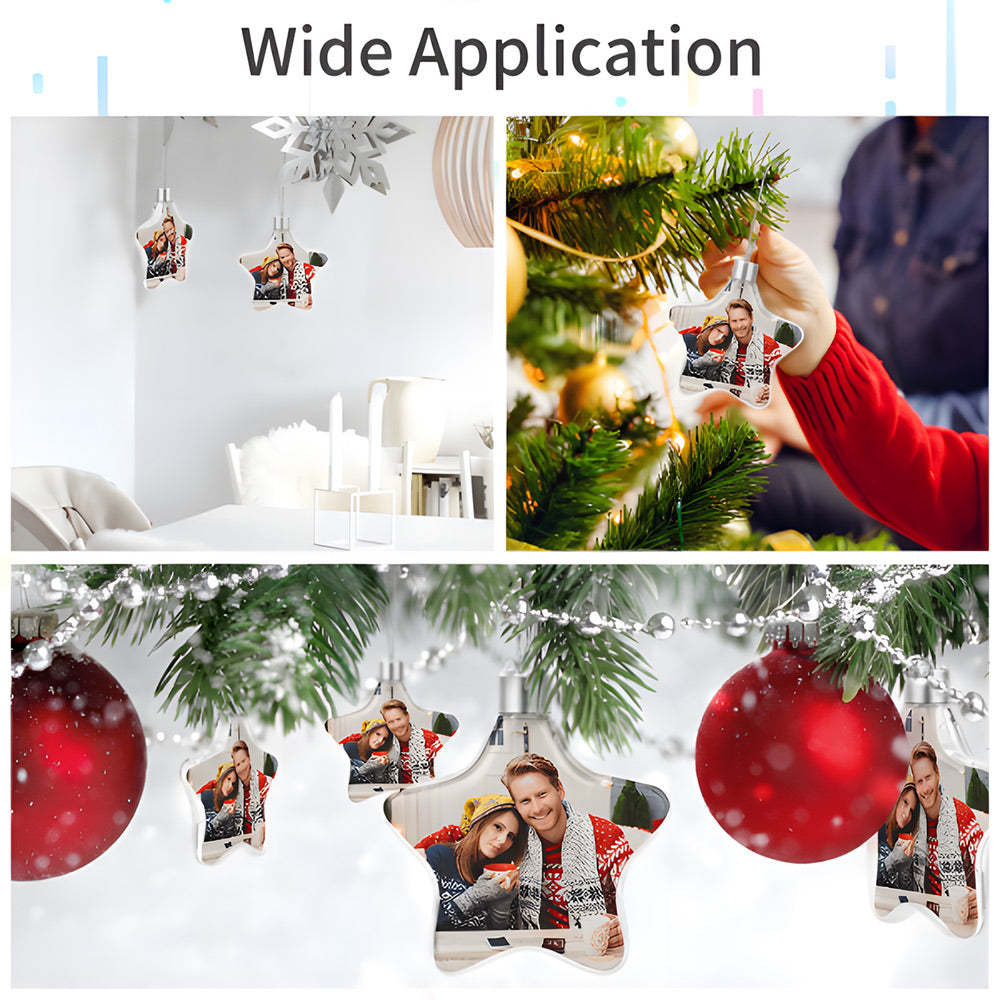 Custom Photo Christmas Ornament Personalized Christmas Star Hanging Ornament Gift - MyFaceUnderwearAU