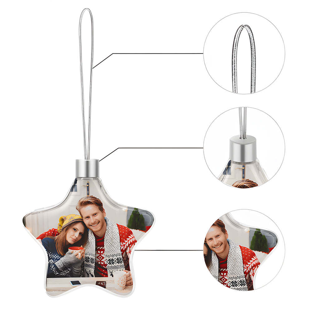 Custom Photo Christmas Ornament Personalized Christmas Star Hanging Ornament Gift - MyFaceUnderwearAU