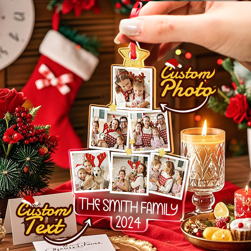 Personalized Photo Christmas Tree Ornament Custom Ornament Christmas Gift for Family - MyFaceUnderwearAU
