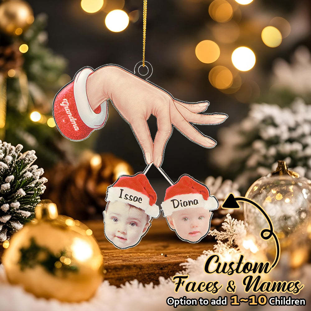 Personalized Grandma Grandkids Christmas Gift Custom Acrylic Funny Christmas Ornament Gifts - MyFaceUnderwearAU