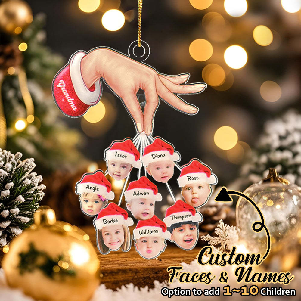 Personalized Grandma Grandkids Christmas Gift Custom Acrylic Funny Christmas Ornament Gifts - MyFaceUnderwearAU