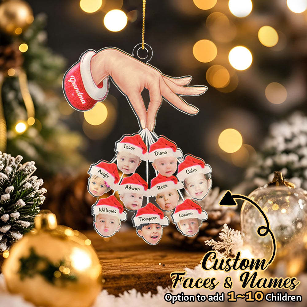 Personalized Grandma Grandkids Christmas Gift Custom Acrylic Funny Christmas Ornament Gifts - MyFaceUnderwearAU