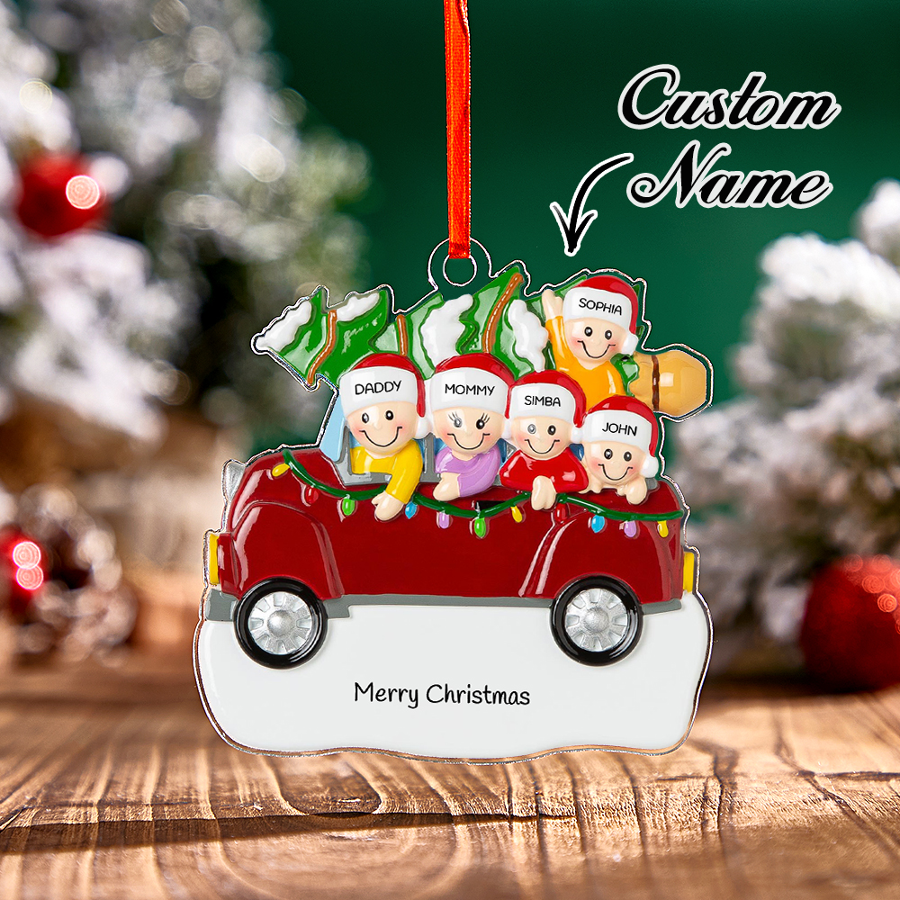 Personalized Cartoon Car Christmas Ornaments Custom Name Cartoon Cute Ornaments Merry Christmas