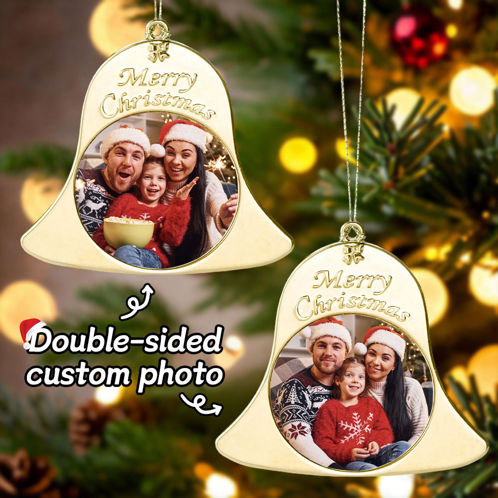 Personalized Photo Christmas Bell Ornaments Photo Decorations for Christmas Gifts - MyFaceUnderwearAU