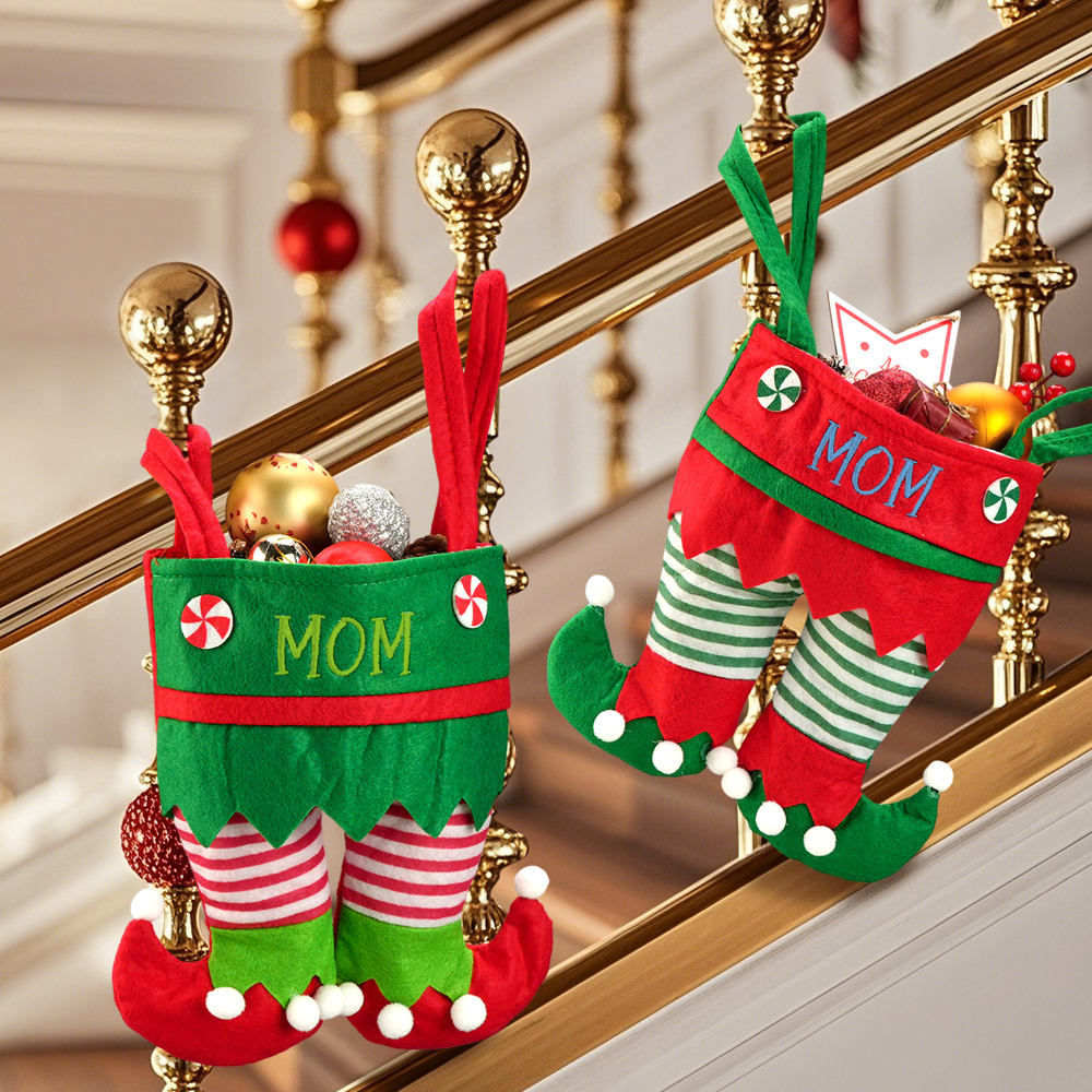 Custom Name Christmas Gifts Stocking Jingle Bell Elf Pants Personalized Stocking for family - MyFaceUnderwearAU