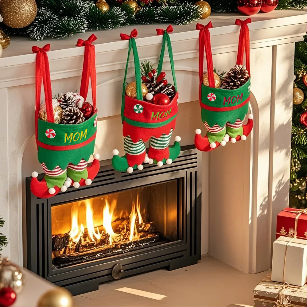 Custom Name Christmas Gifts Stocking Jingle Bell Elf Pants Personalized Stocking for family - MyFaceUnderwearAU