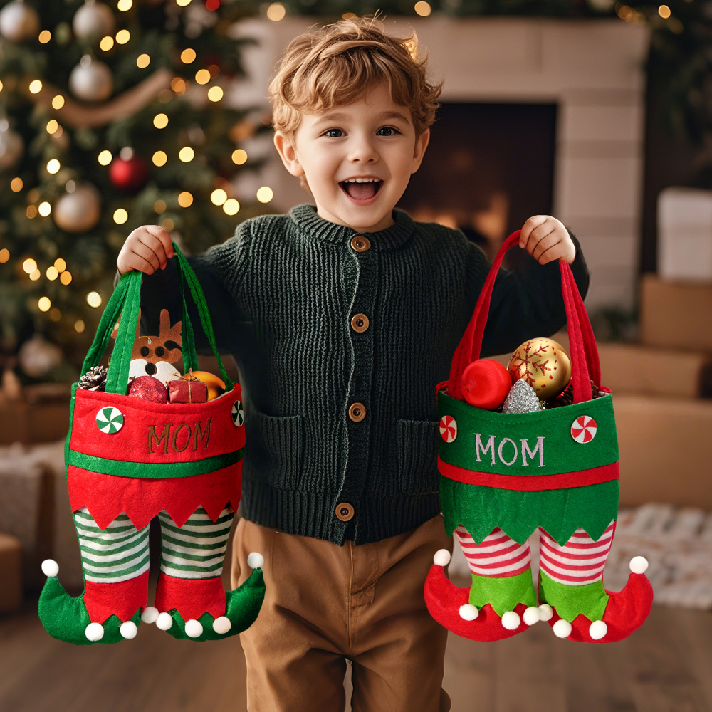 Custom Name Christmas Gifts Stocking Jingle Bell Elf Pants Personalized Stocking for family - MyFaceUnderwearAU
