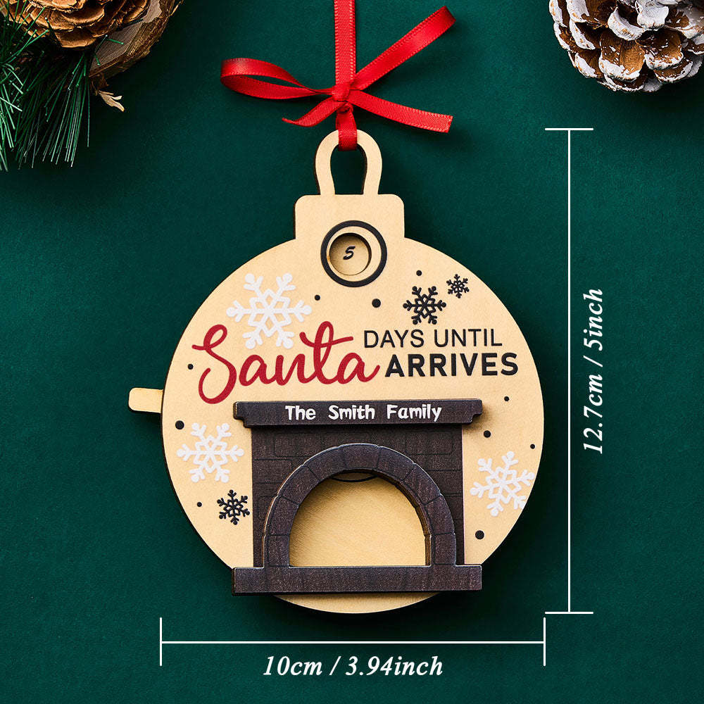 Personalized Christmas Santa in Fireplace Countdown Ornament Days Till Christmas Ornament - MyFaceUnderwearAU