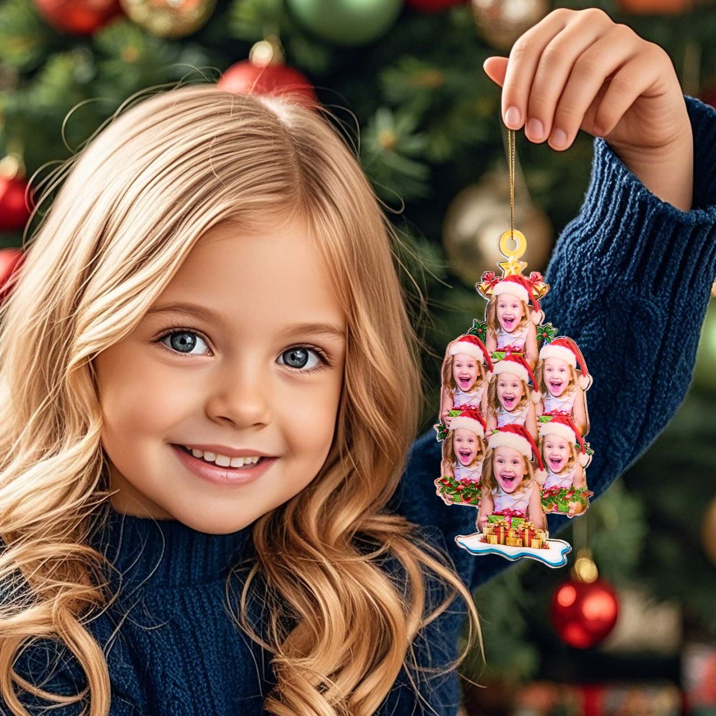 Custom Face - Christmas Tree - Personalized Acrylic Photo Ornament