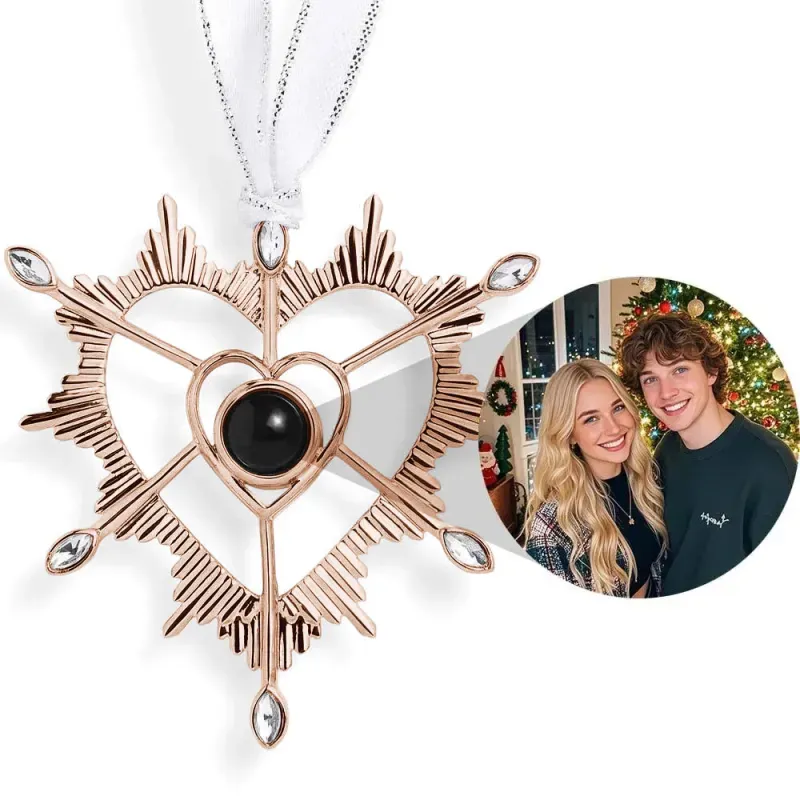 Personalized Pink Snowflake Photo Ornament Custom Projection Ornaments Christmas Gifts