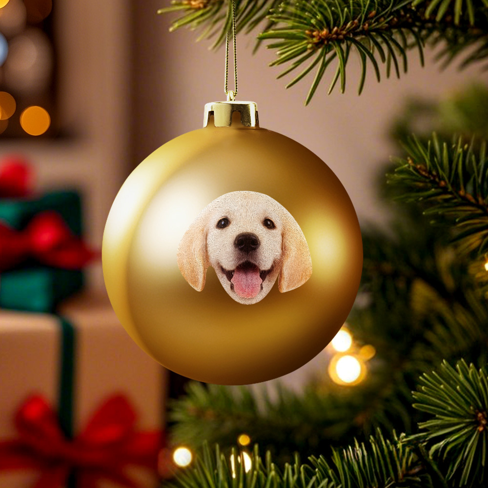 Custom Pet portrait Ornament Christmas Ball Dog  Personalised Cat Memorial Ornament - MyFaceUnderwearAU