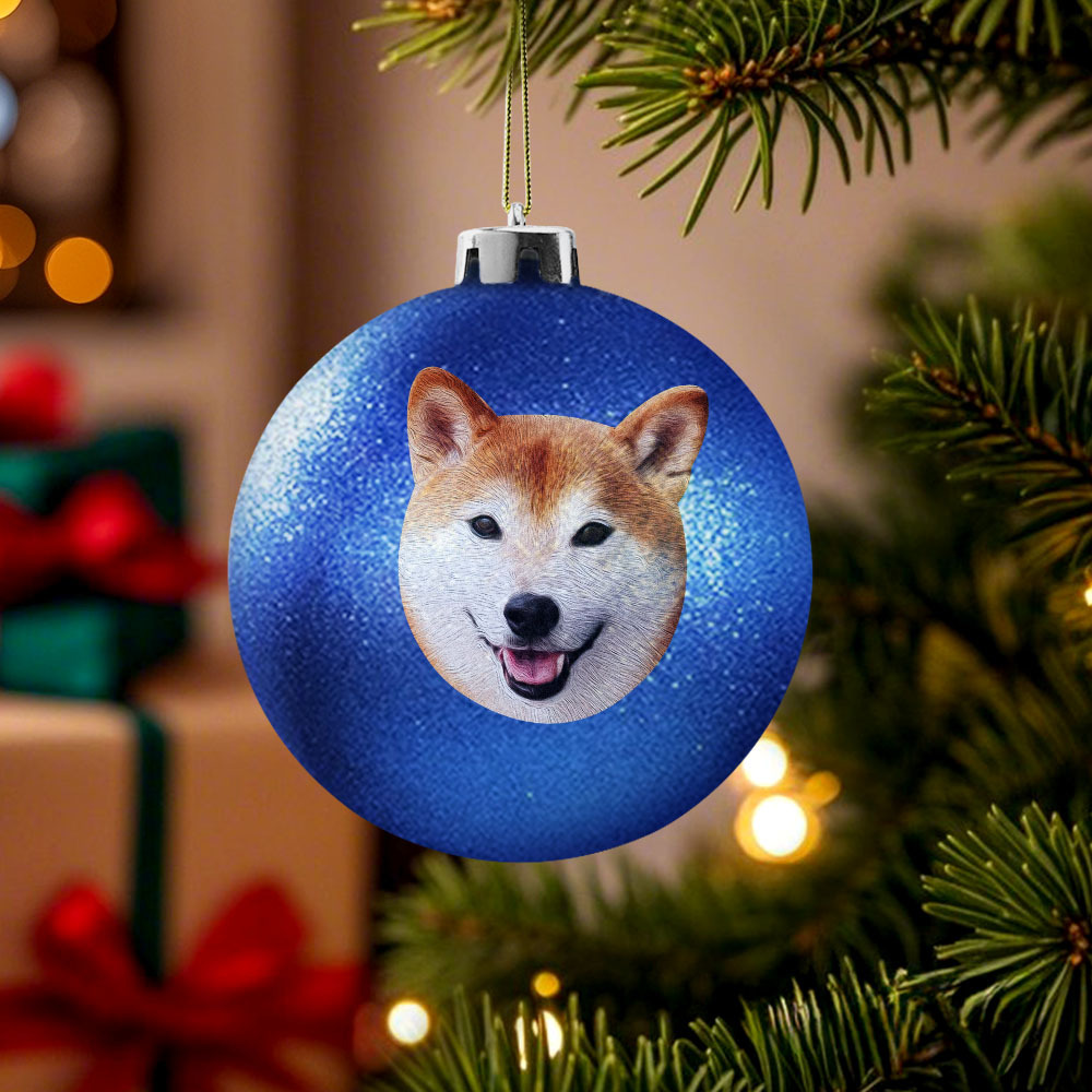 Custom Pet portrait Ornament Christmas Ball Dog  Personalised Cat Memorial Ornament - MyFaceUnderwearAU