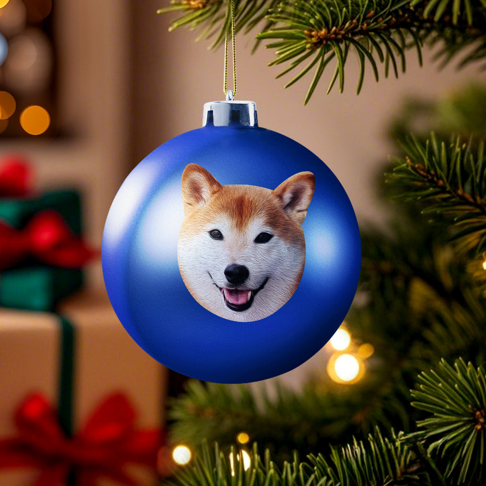 Custom Pet portrait Ornament Christmas Ball Dog  Personalised Cat Memorial Ornament - MyFaceUnderwearAU