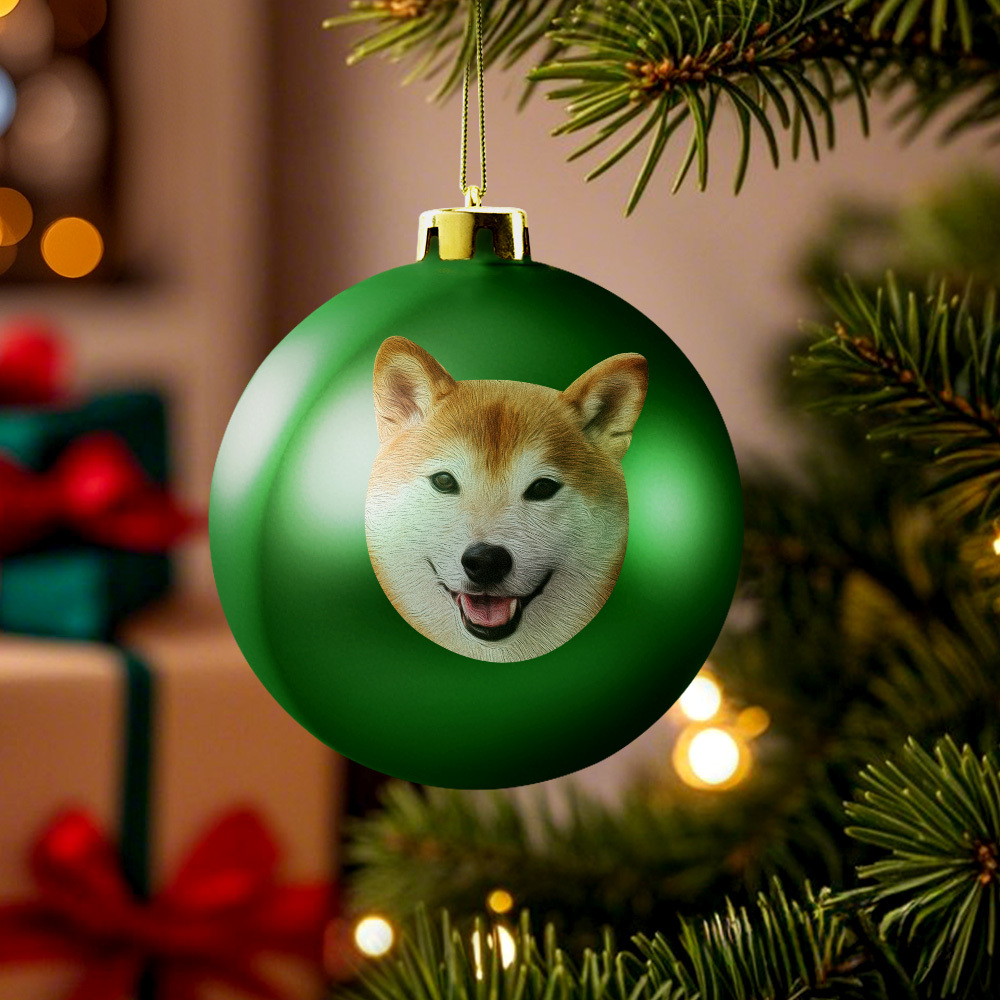 Custom Pet portrait Ornament Christmas Ball Dog  Personalised Cat Memorial Ornament - MyFaceUnderwearAU