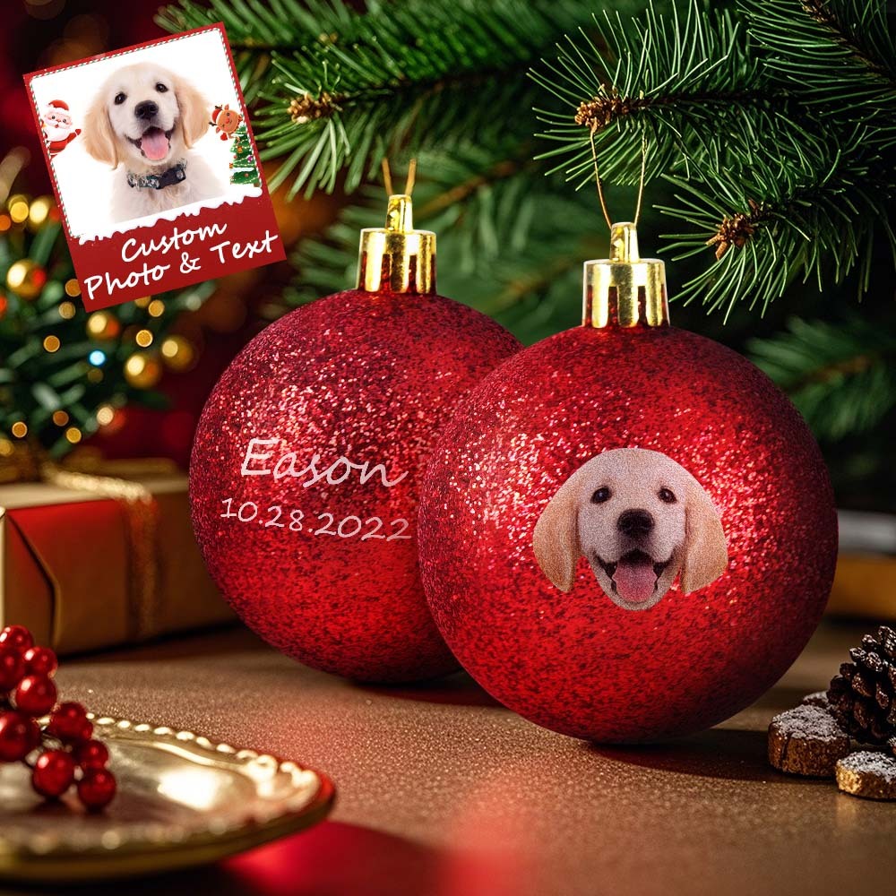 Custom Pet portrait Ornament Christmas Ball Dog  Personalised Cat Memorial Ornament - MyFaceUnderwearAU