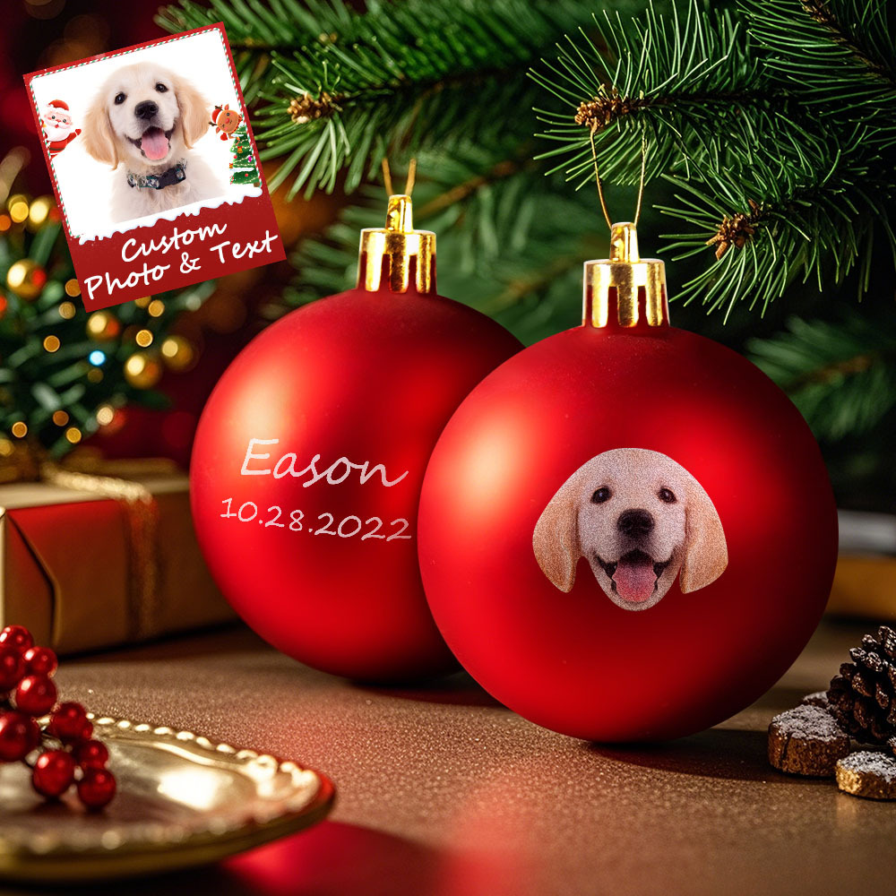 Custom Pet portrait Ornament Christmas Ball Dog  Personalised Cat Memorial Ornament - MyFaceUnderwearAU