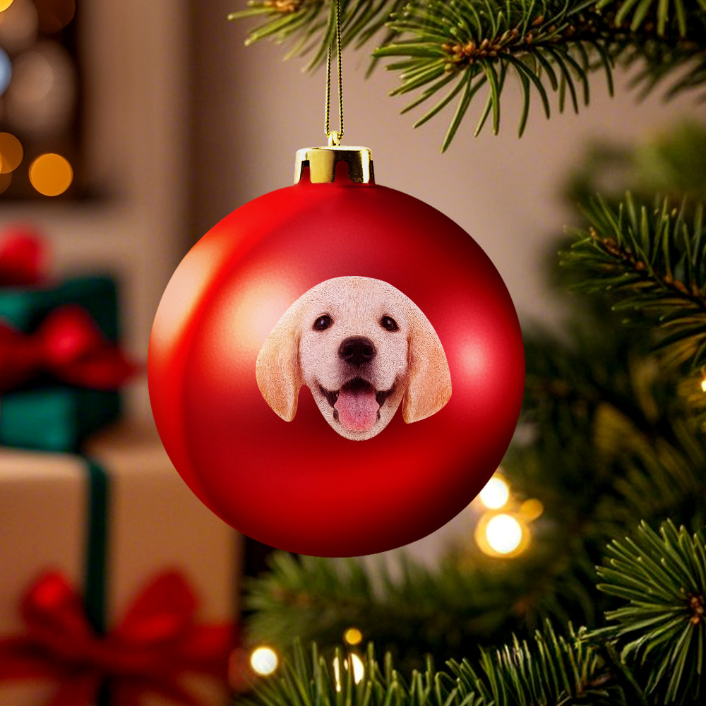 Custom Pet portrait Ornament Christmas Ball Dog  Personalised Cat Memorial Ornament - MyFaceUnderwearAU