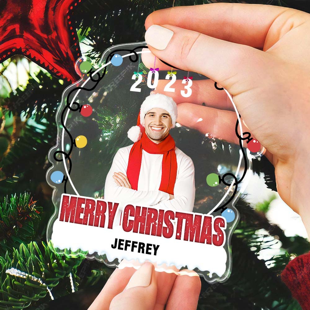 Custom Photo Christmas Tree Ornament Personalized Name Christmas Gift - MyFaceUnderwearAU