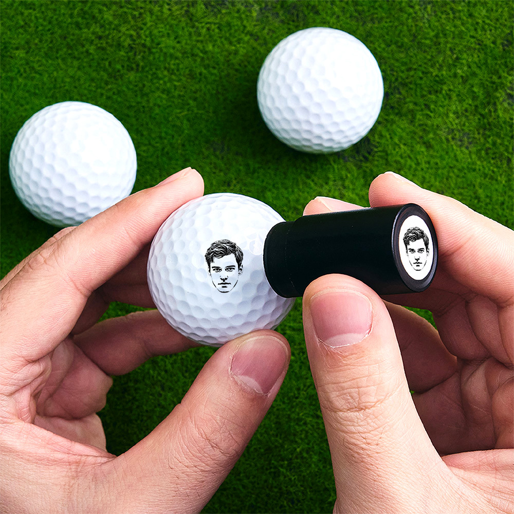 Personalized Photo Golf Ball Stamp with Metal Storage Box Birthday Father's Day Gift for Golf Player - MyFaceUnderwearAU