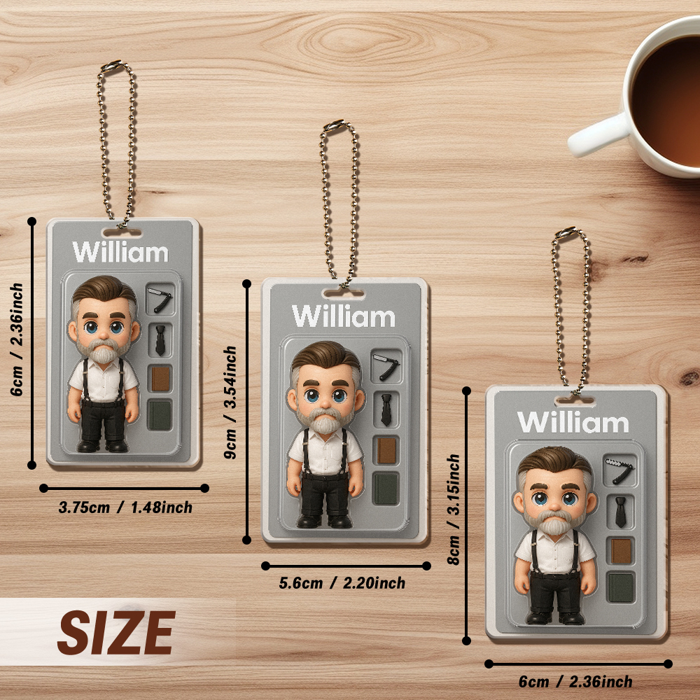 Custom 3D Effect Action Figure Pack Packaging Toy Box Style Art Gift Personalized Acrylic Car Hanger Gift for Dad