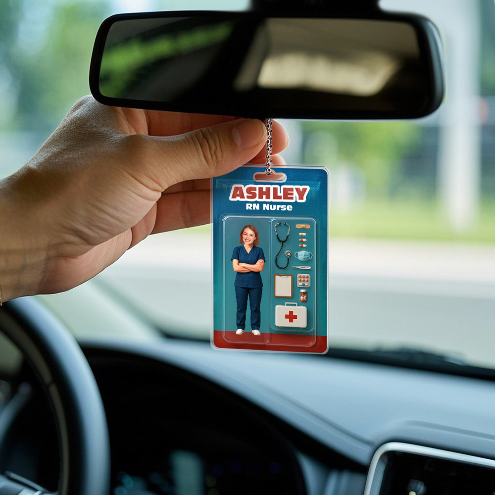 Custom 3D Effect Action Figure Customizable Head  Packaging Toy Box Style Art Gift Personalized Acrylic Car Hanger Nurses Day Gift for Nurse - MyFaceUnderwearAU