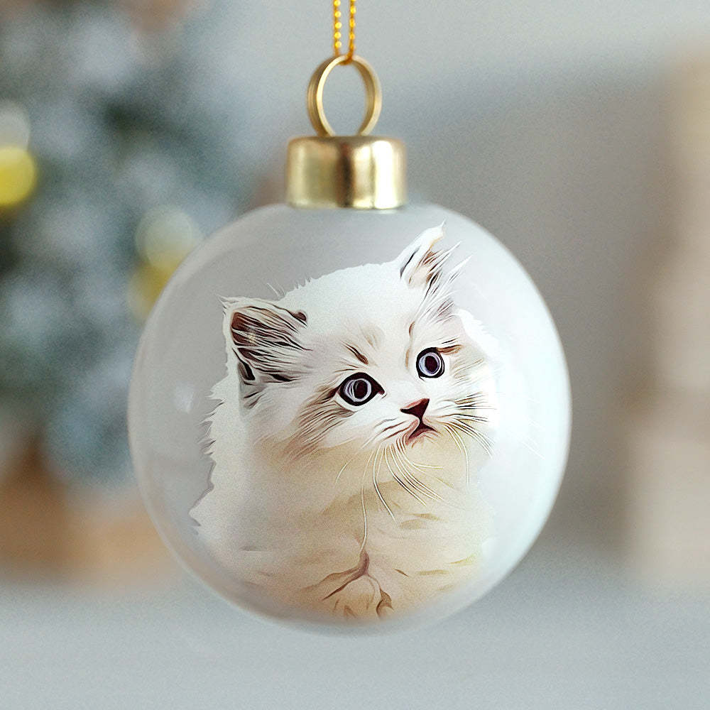 Personalized Pet Face Portrait Ornaments in Artfully Printed Hand-Painted Watercolor Style Custom Christmas Gift - MyFaceUnderwearAU