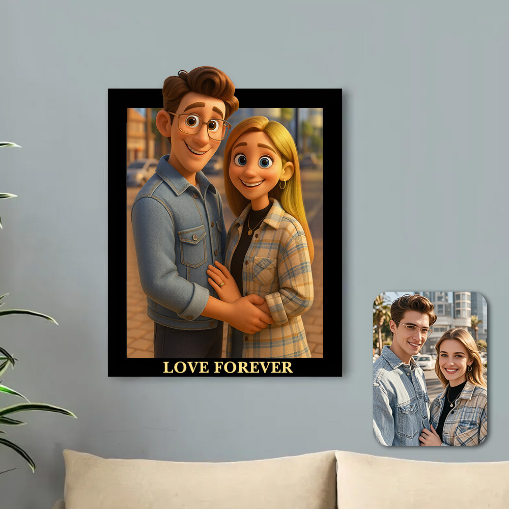 Custom Photo Cartoon-Style Picture Wooden Frame - MyFaceUnderwearAU