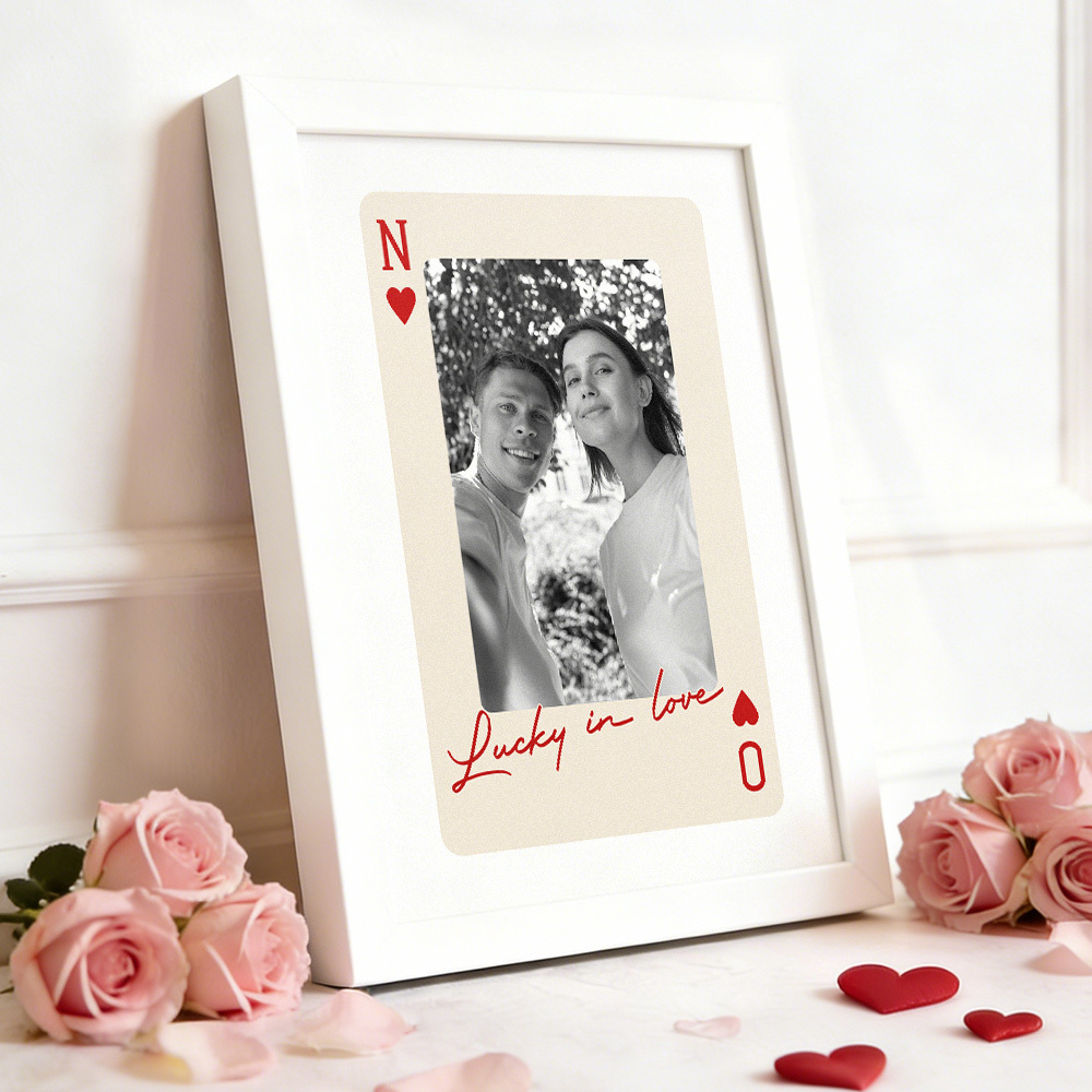 King And Queen Custom Couples Photo How Luck We Are - Personalised Photo Poster Frame - MyFaceUnderwearAU