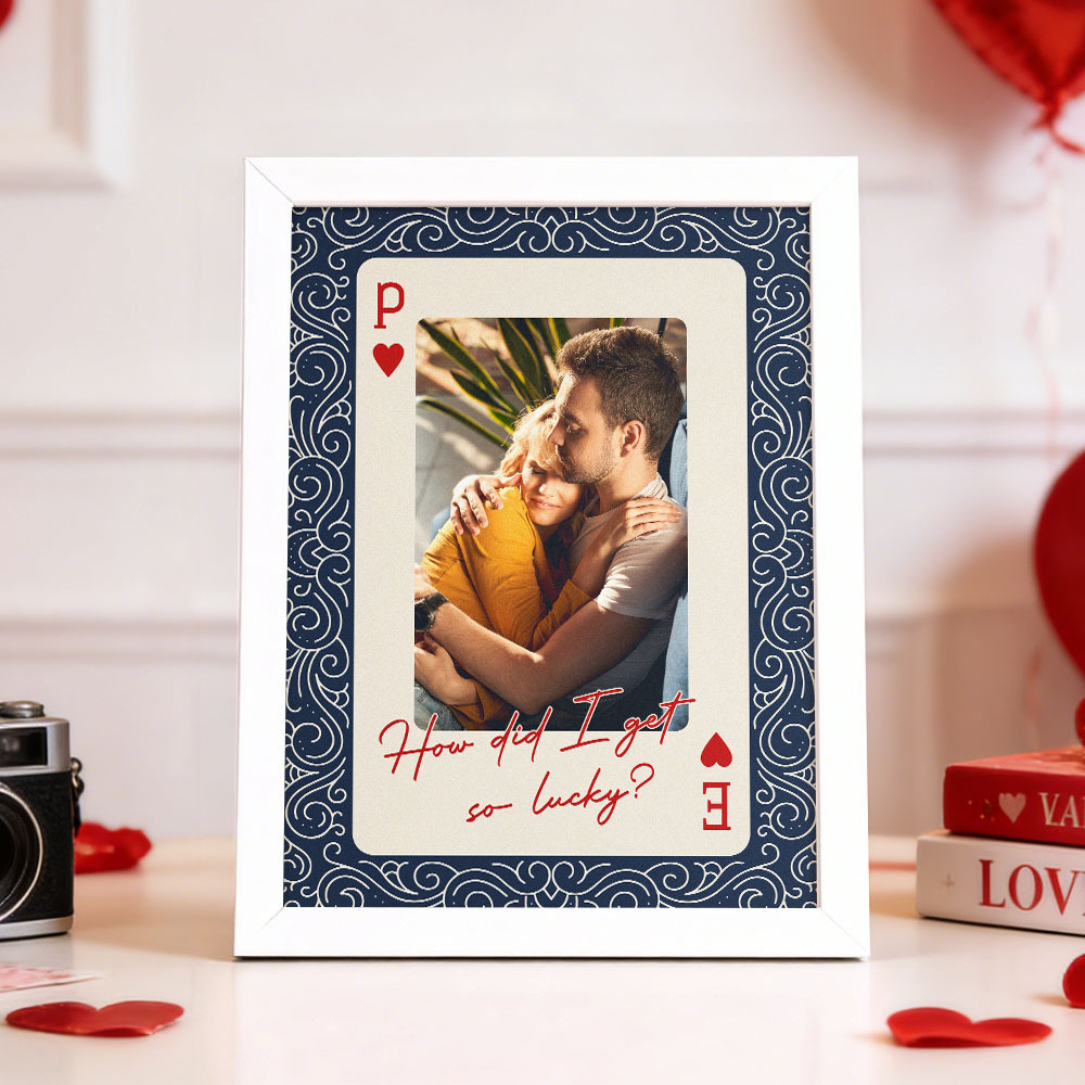King And Queen Custom Couples Photo How Luck We Are - Personalised Photo Poster Frame - MyFaceUnderwearAU