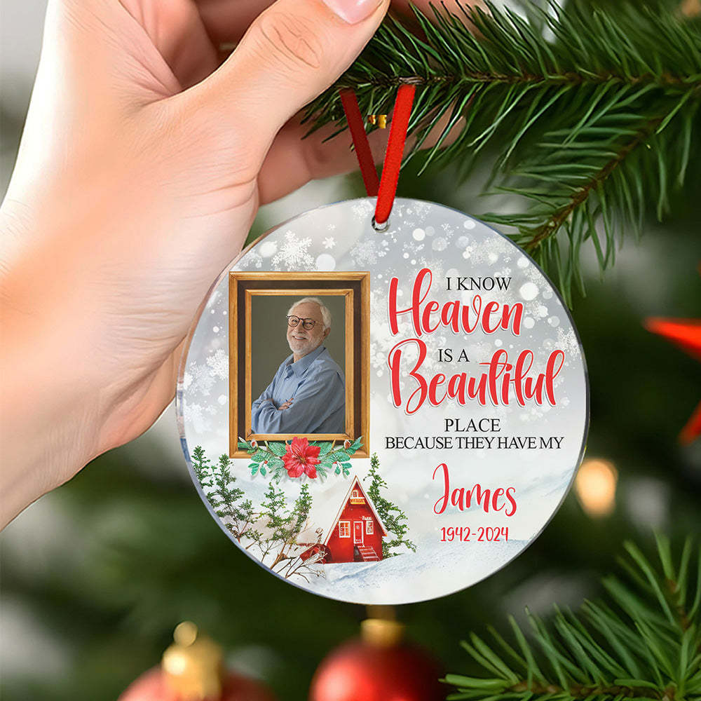 Personalized Memorial Ornament Christmas Photo Ornament for Christmas Gift - MyFaceUnderwearAU