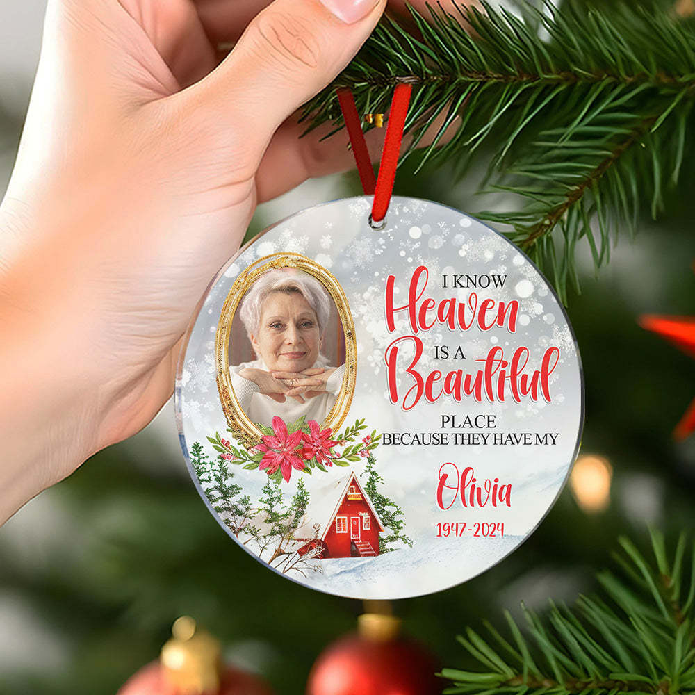 Personalized Memorial Ornament Christmas Photo Ornament for Christmas Gift - MyFaceUnderwearAU
