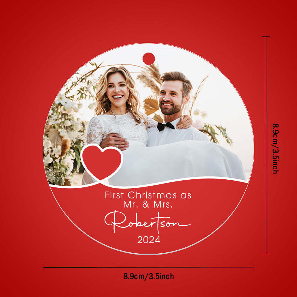 Personalized First Christmas Ornament with Photo Christmas Ornament Gift for Couples - MyFaceUnderwearAU