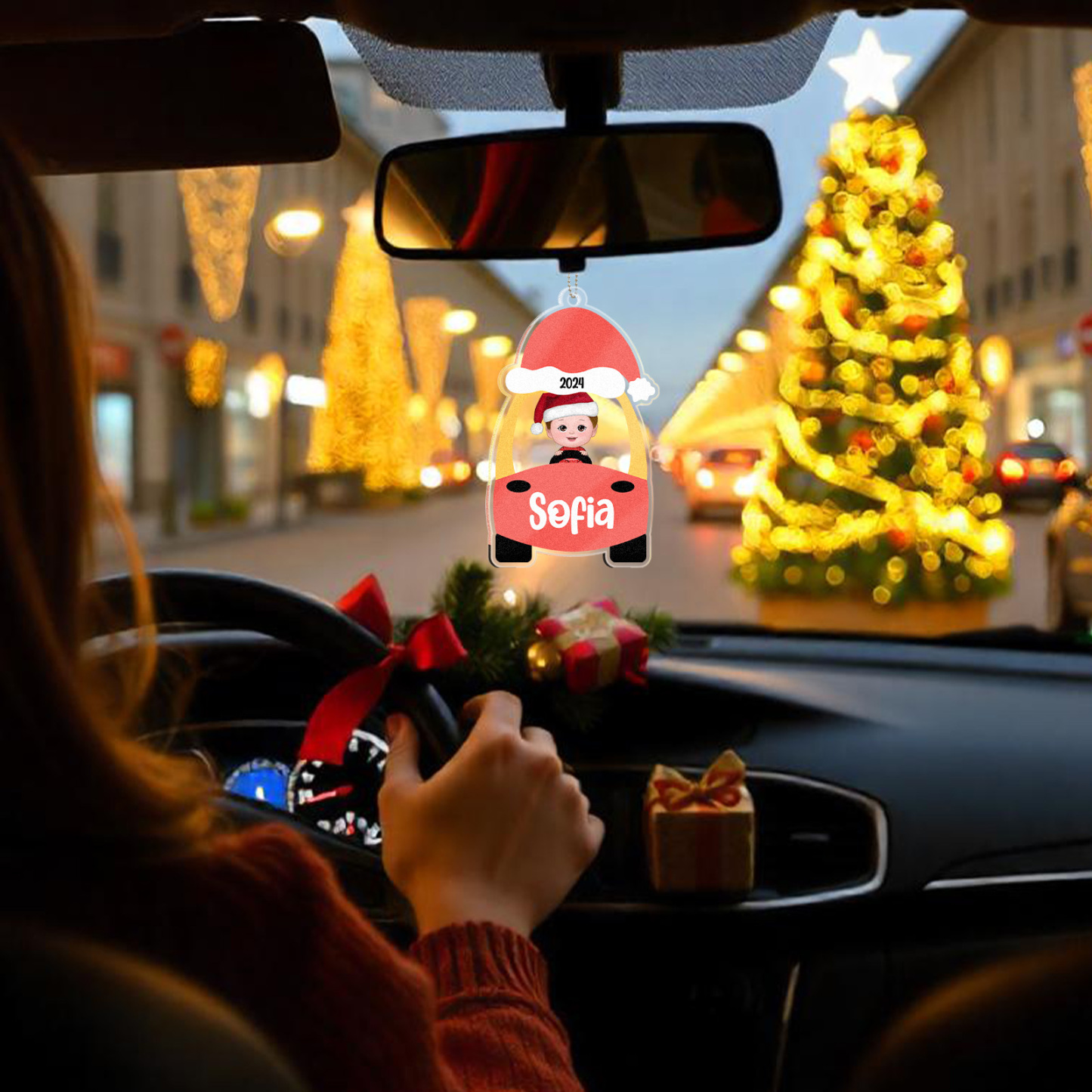 Custom Christmas Ornament Kid On Christmas Toy Car First Christmas Ornament Gift - MyFaceUnderwearAU