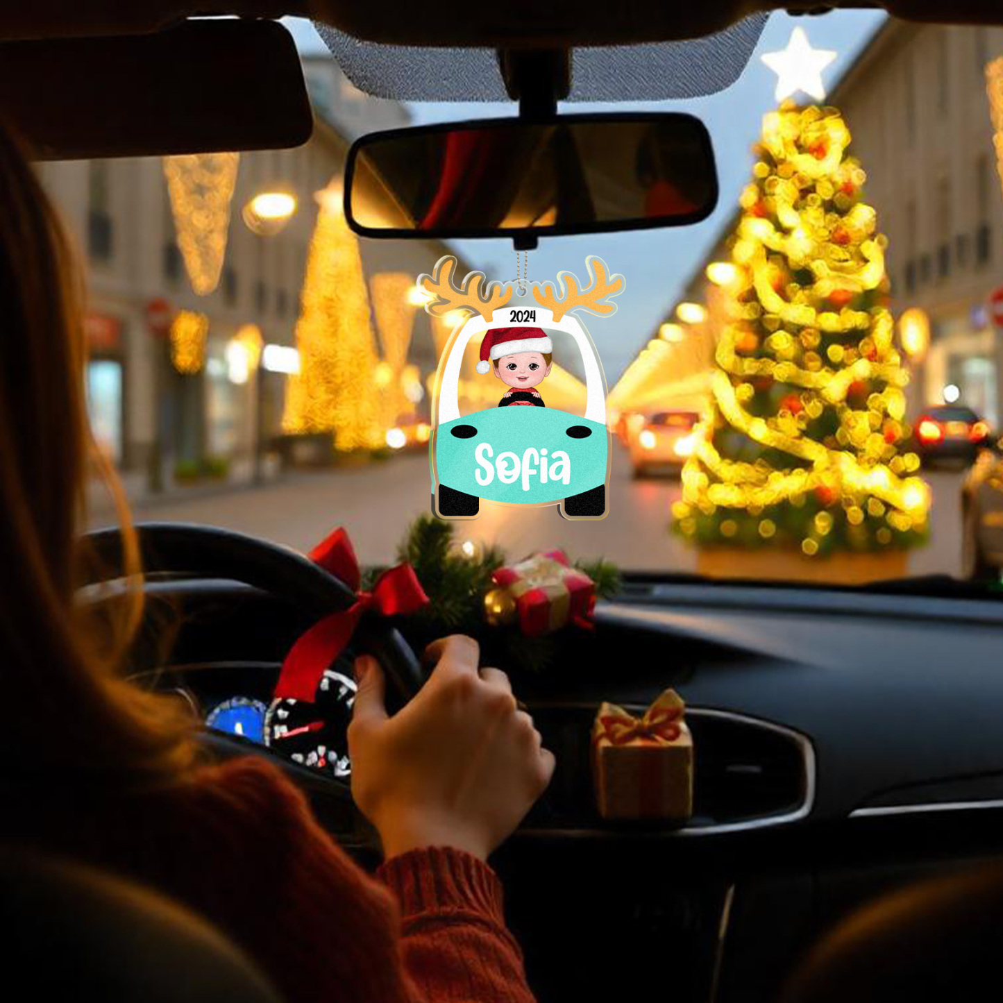 Custom Christmas Ornament Kid On Christmas Toy Car First Christmas Ornament Gift - MyFaceUnderwearAU