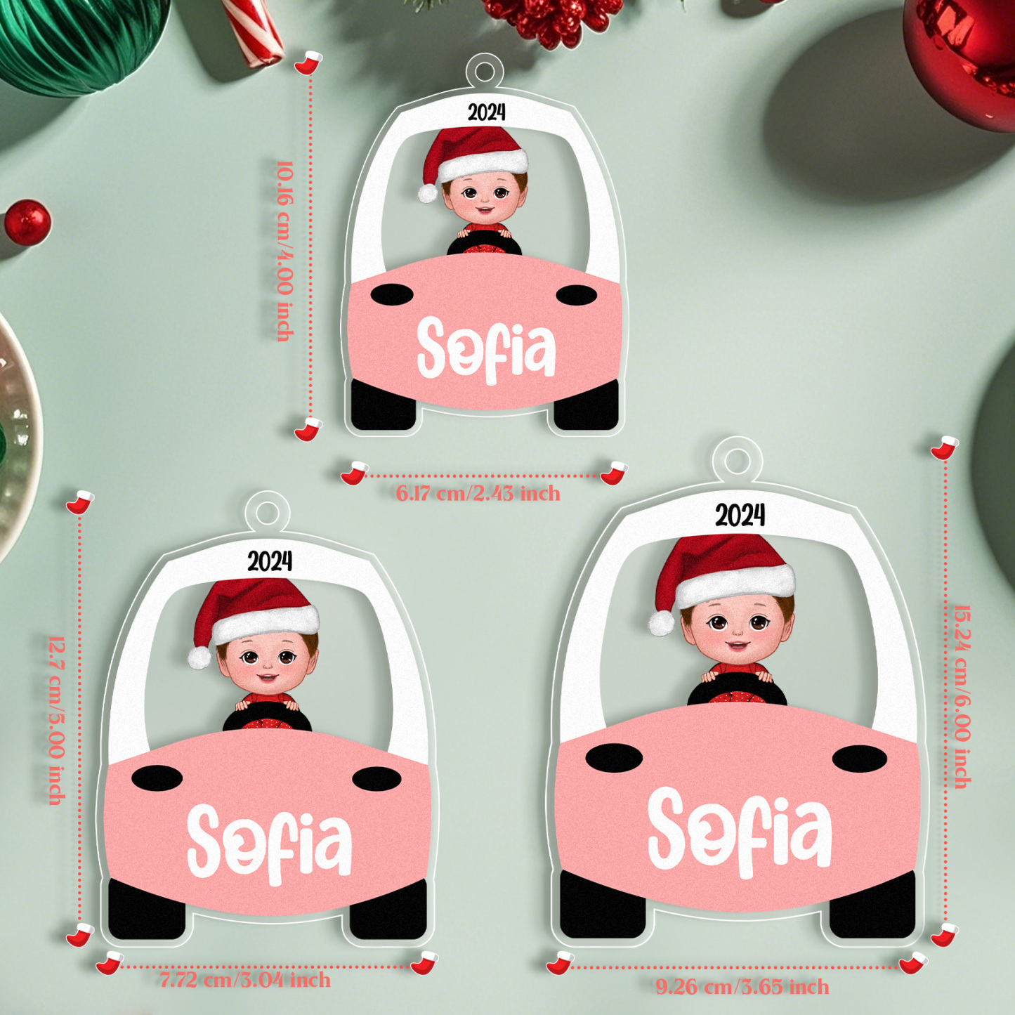 Custom Christmas Ornament Kid On Christmas Toy Car First Christmas Ornament Gift - MyFaceUnderwearAU