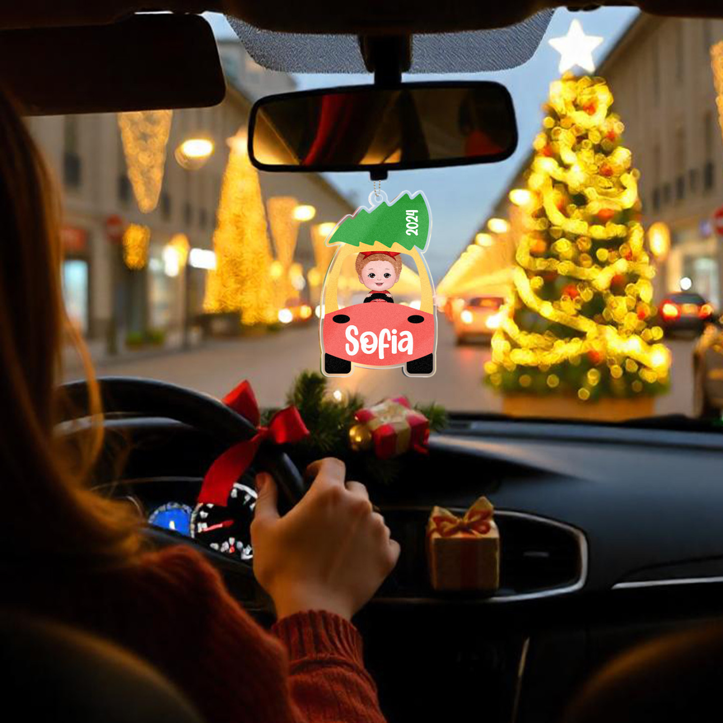 Custom Christmas Ornament Kid On Christmas Toy Car First Christmas Ornament Gift - MyFaceUnderwearAU