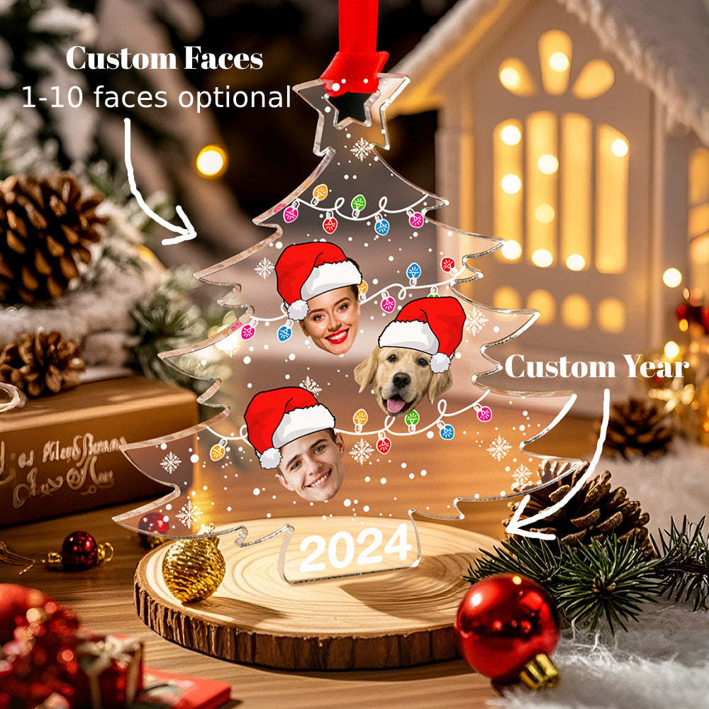 Personalized Family Photo Christmas Tree Ornament Christmas Decorate Gift for Family - MyFaceUnderwearAU