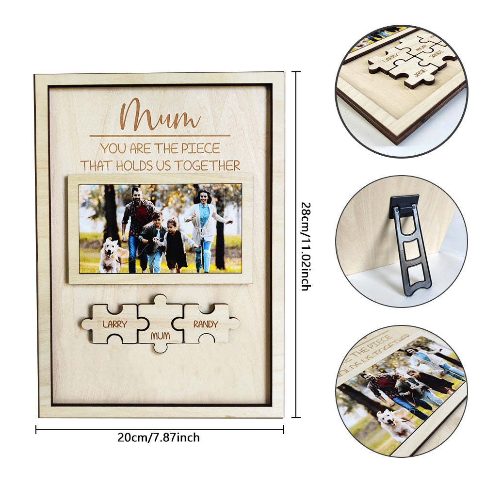 Custom Mom You Are the Piece That Holds Us Together Puzzle Piece Sign Personalised Mum Puzzle Frame - MyFaceUnderwearAU