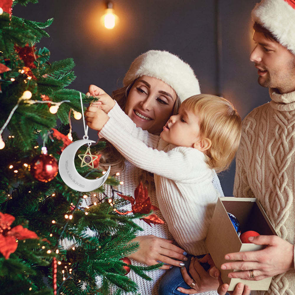 Personalized Projection Ornament Custom Crescent Star Ornament Gifts for Her - MyFaceUnderwearAU